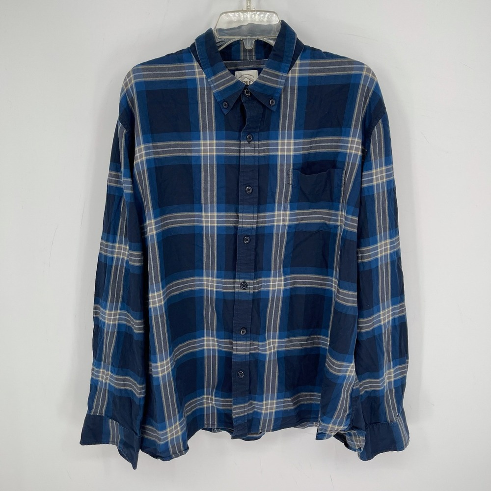 True Craft Men's Blue Plaid Long Sleeve Stretch Button Front Shirt Size XXL